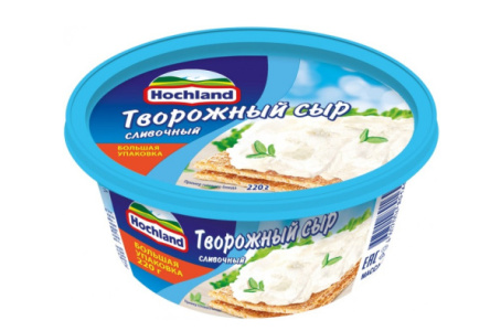 Сыр творожный HOCHLAND 220гр Сливочный ванночка 1/6шт