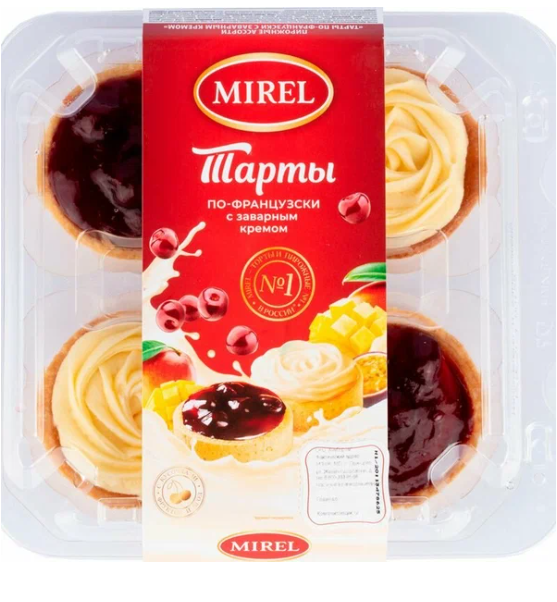 Пирожные MIREL 280гр Тарты с заварным кремом по французски 1/8шт