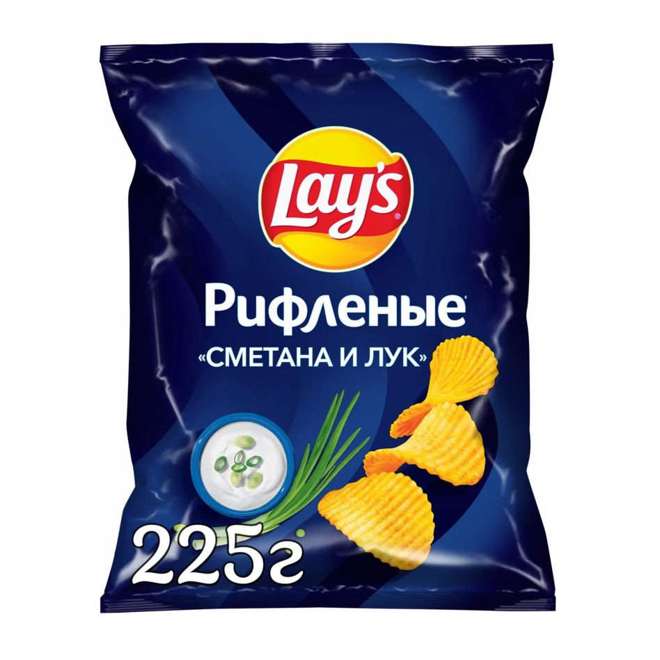 Чипсы LAYS Max 225гр Сметана/лук 1/14шт