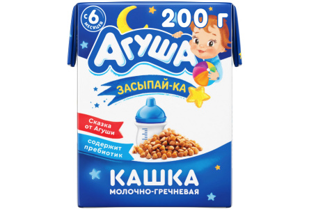 ДП Каша АГУША Засыпай-ка 200гр 2,5% Гречневая молочная с 6мес т/п 1/10шт