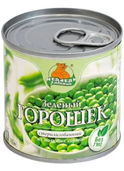 Горошек МЕДВЕДЬ ЛЮБИМЫЙ 212гр зеленый ж/б ключ 1/24шт