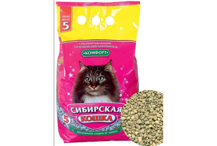 Наполнитель СИБИРСКАЯ КОШКА 3л Комфорт впитывающий 1/4шт