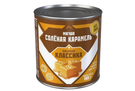 Продукт сгущеный молочный ЛЮБИМАЯ КЛАССИКА 360гр Мягкая Соленая карамель 2,5%  ж/б 1/15шт без ЗМЖ