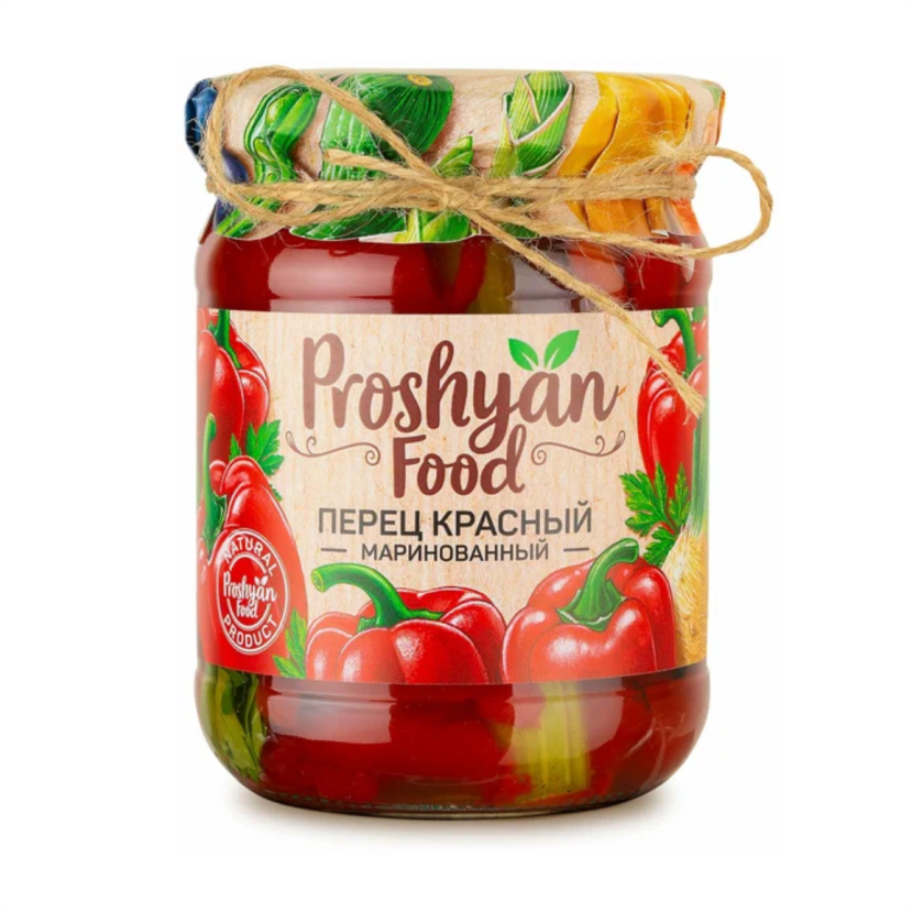 Перец PROSHYAN FOOD 500гр Красный маринованный ст/б 1/12шт