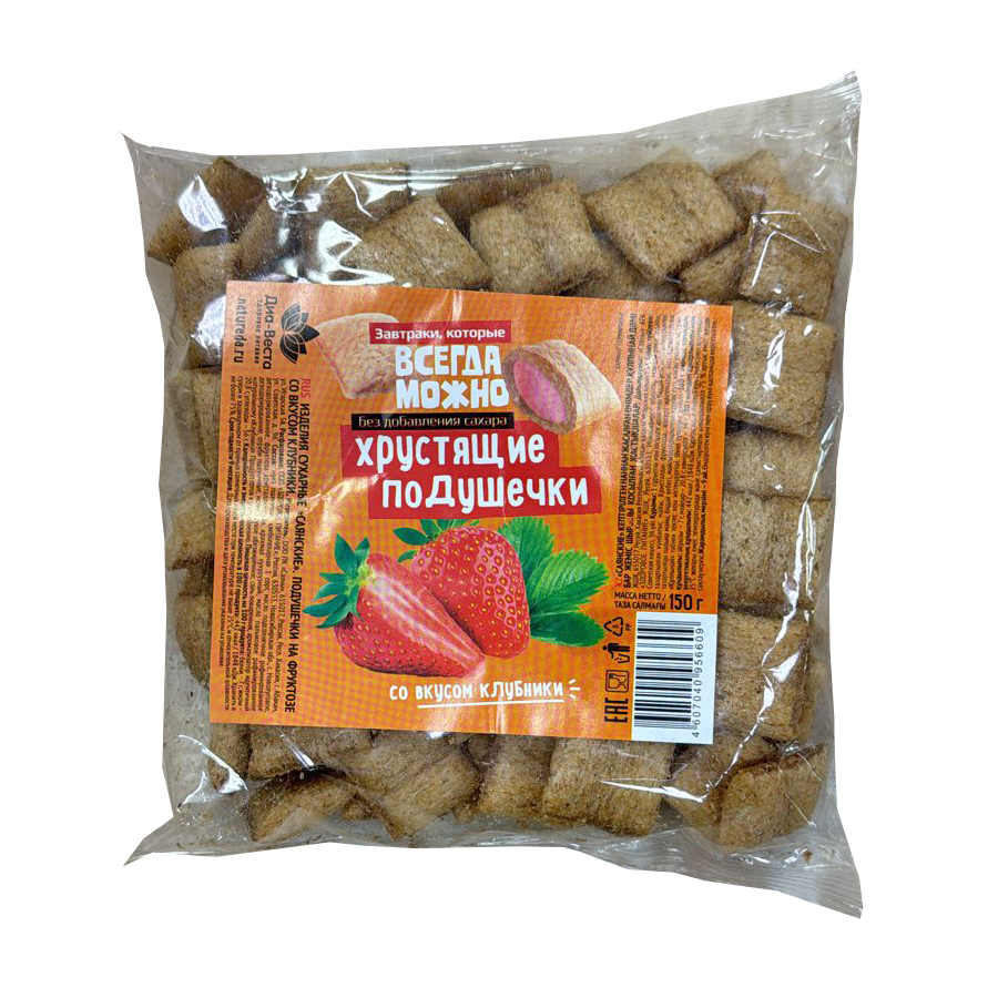 Диет Подушечки САЯНСКИЕ 150гр со вкусом Клубники на фруктозе 1/20шт