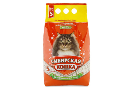 Наполнитель СИБИРСКАЯ КОШКА Экстра 5л впитывающий д/длиношерстных 1/4шт