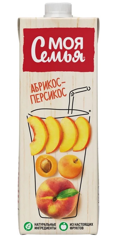 Сок/Нектар МОЯ СЕМЬЯ 0,95л Персик/кудесник 1/8шт