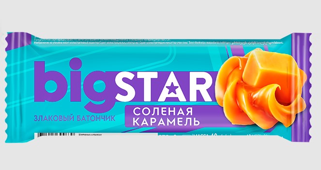 Диет Батончики BIG STAR 40гр Соленая карамель 1/24шт