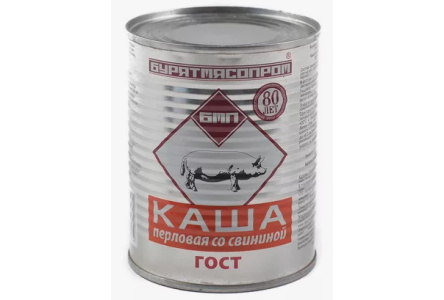 Каша БУРЯТМЯСПРОМ 340гр Перловая со свининой 1/30шт