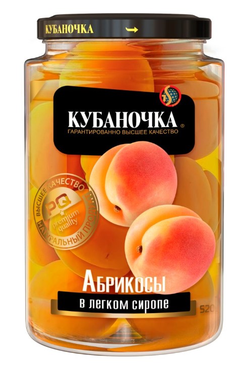 Компот КУБАНОЧКА 520гр Абрикос в сиропе ст/б 1/12шт