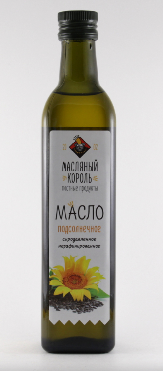 Масло подсолнечное МАСЛЯНЫЙ КОРОЛЬ 500мл нерафинированное сыродавленное 1/10шт
