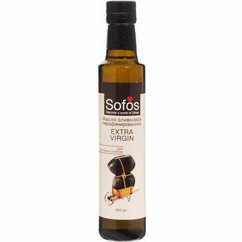 Масло оливковое SOFOS 250мл Extra Virgin нерафинированное с/б 1/12шт