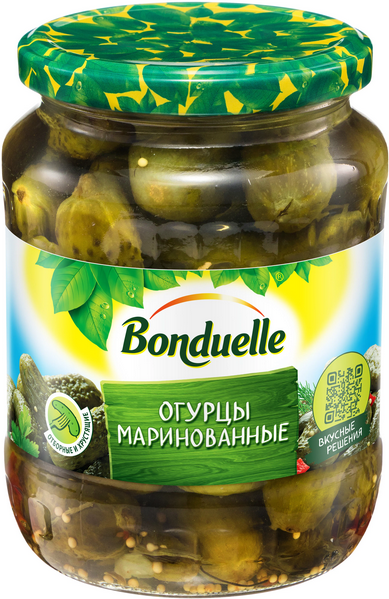 Огурцы BONDUELLE 720мл Маринованные 6-9см ст/б 1/6шт