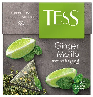 Чай зеленый в пирамидках TESS 20*1,8гр Ginger Mojito байховый 1/12шт