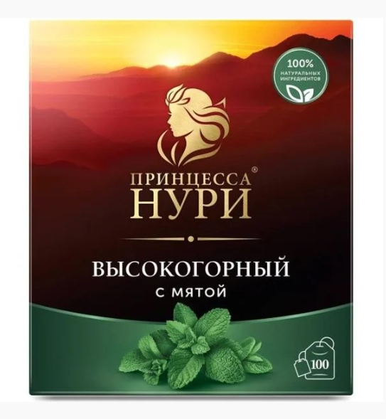 Чай черный в пакетиках ПРИНЦЕССА НУРИ 1,8г*100 Мята байховый 1/18шт