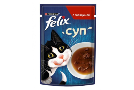 Корм д/кошек FELIX 48гр Суп с говядиной 1/36шт