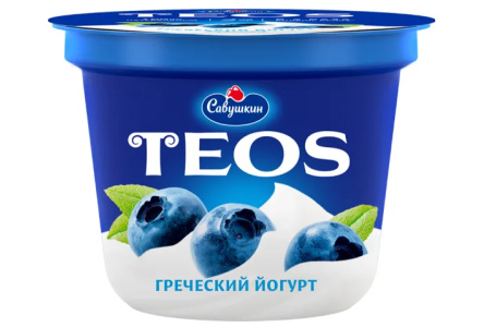Йогурт TEOS 250гр 2% Черника 1/6шт