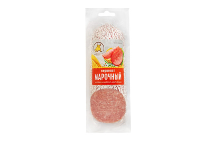 Колбаса варено-копченая СПК 350гр Сервелат марочный срез 1/1шт