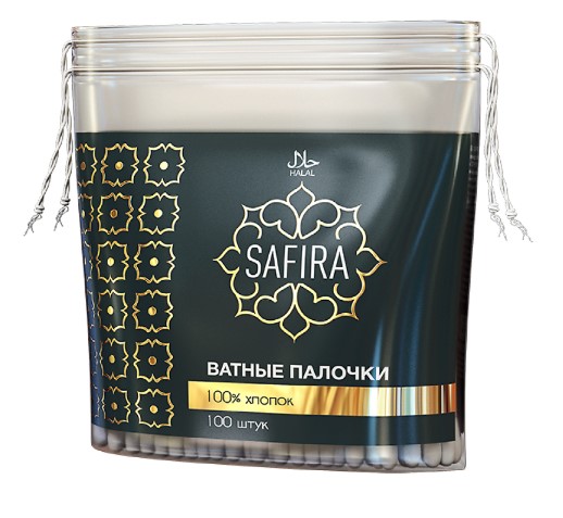 Палочки ватные SAFIRA 100шт пакет 1/72шт
