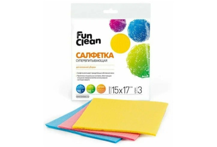 Салфетка Fun Clean 15*17см 3+1шт супервпитывающая с пропиткой Промо 1/51шт
