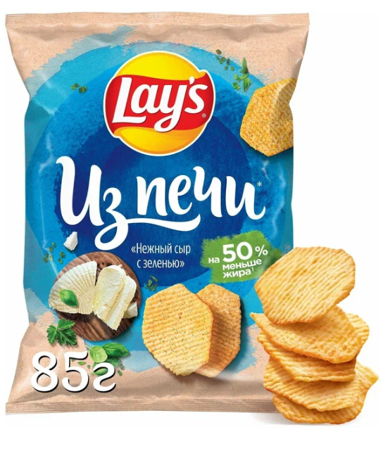 Чипсы LAYS 85гр Из печи нежный сыр с зеленью 1/14шт