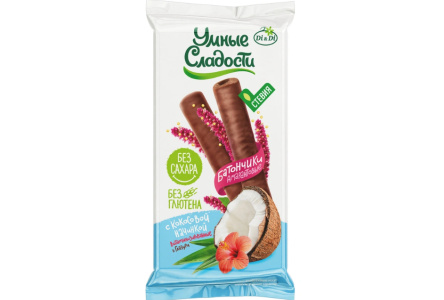 Батончики безглютеновые УМНЫЕ СЛАДОСТИ 20гр Кокос 1/20шт