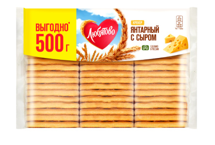 Крекер ЛЮБЯТОВО 500гр Янтарный с сыром 1/12шт