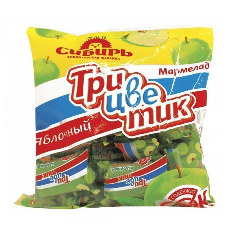 Мармелад СИБИРЬ 250гр Трицветик яблочный 1/8шт