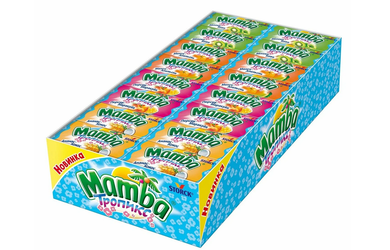 Жевательная конфета MAMBA 26,5гр Тропикс 1/48шт