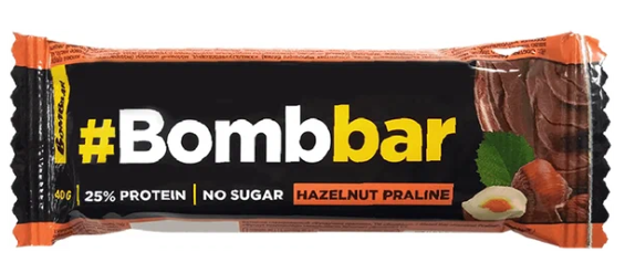 Батончик глазированный BOMBBAR 45гр Фундучный крем/бельгийский шоколад 1/20шт