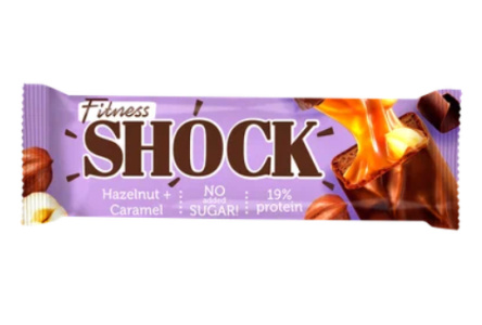 Батончик FITNES SHOCK 50гр Шоколад-фундук с карамелью глазированный 1/12гр