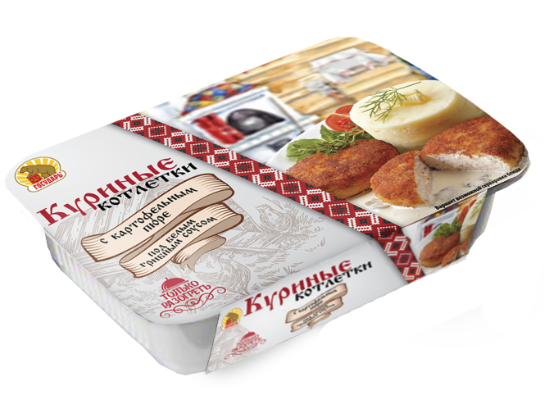 Котлеты ГОСУДАРЬ 300гр Куриные/карт пюре/грибной соус 1/10шт