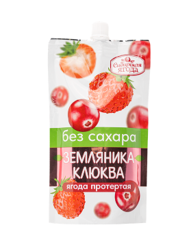 Ягода протертая СИБИРСКАЯ 250гр Земляника/клюква без сахара д/п 1/15шт