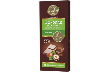Диет Шоколад ГОЛИЦИН 60гр молочный с орехами 1/10шт