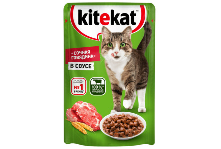 Корм д/кошек KITEKAT 85гр Пауч говяд в соусе 1/28шт №10172297
