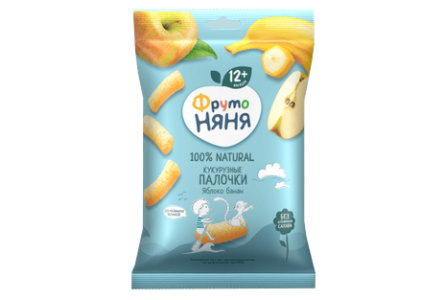 ДП Палочки кукурузные ФРУТОНЯНЯ 20гр Яблоко/банан 1/9шт