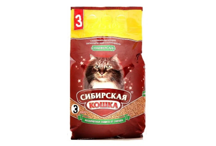 Наполнитель СИБИРСКАЯ КОШКА 3л впитывающий 1/4шт