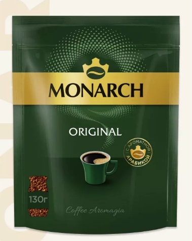 Кофе растворимый JACOBS MONARCH 130гр Original м/уп 1/9шт