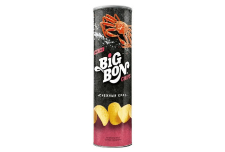 Чипсы BIG BON 130гр Снежный краб тубус 1/12шт