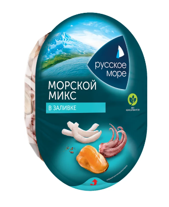 Коктейль из морепродуктов РУССКОЕ МОРЕ 180гр Морской микс в в заливке 1/6шт
