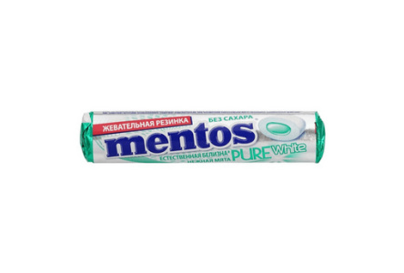 Жевательная  резинка MENTOS 15,5гр Pure white нежная мята 1/24шт