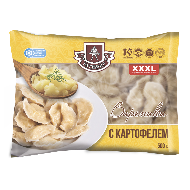 Вареники РАТИМИР 500гр С картофелем 1/36шт