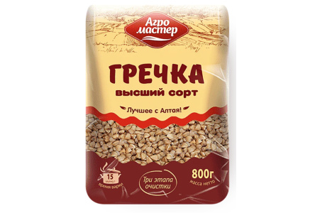Крупа АГРО МАСТЕР 800гр Гречневая ядрица ГОСТ 1/10шт