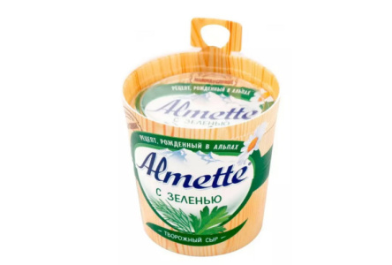Сыр творожный ALMETTE 150гр с зеленью 1/8шт