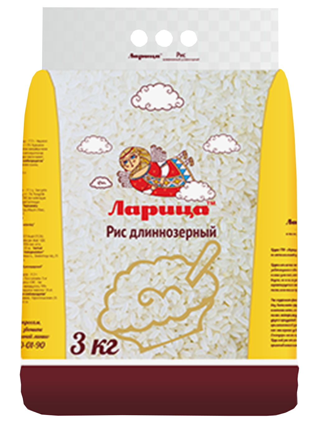 Крупа ЛАРИЦА 3кг Рис длиннозерный ГОСТ 1/4шт