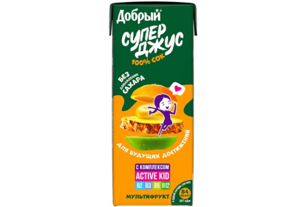 Сок/Нектар ДОБРЫЙ 0,2л Мультифрукт с 6 мес  Active Kid т/п 1/27шт
