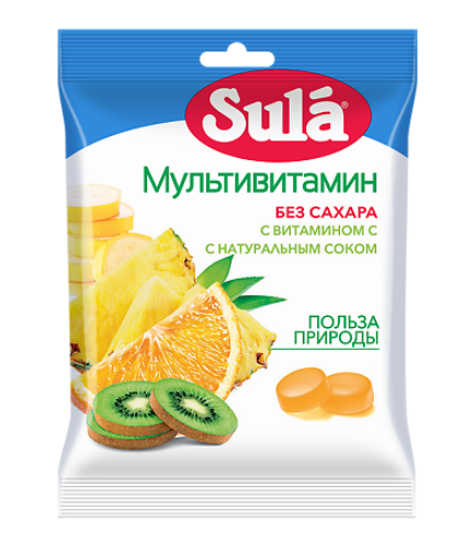 Диет Леденцы SULA 60гр Мультивитамин без сахара 1/20шт