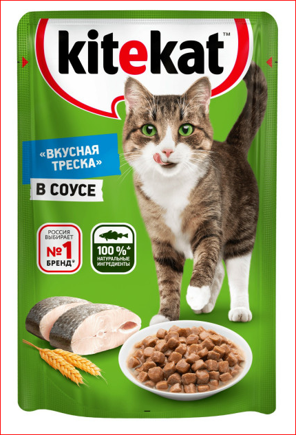 Корм д/кошек KITEKAT 85гр Пауч рыба в соусе 1/28шт