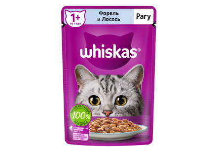 Корм д/кошек WHISKAS 75гр Форель/лосось 1/28шт