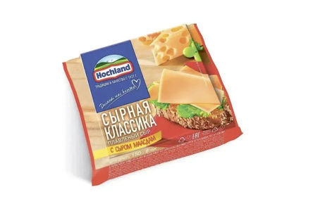 Сыр плавленый HOCHLAND 150гр Маасдам 1/9шт тост
